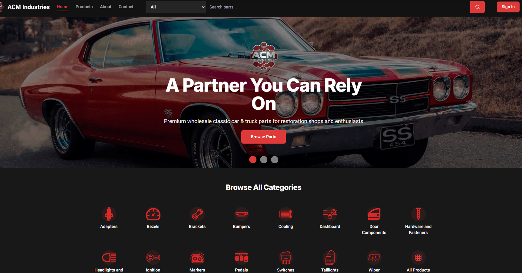 ACMInds: B2B Wholesale E-commerce Platform for Classic Car Parts